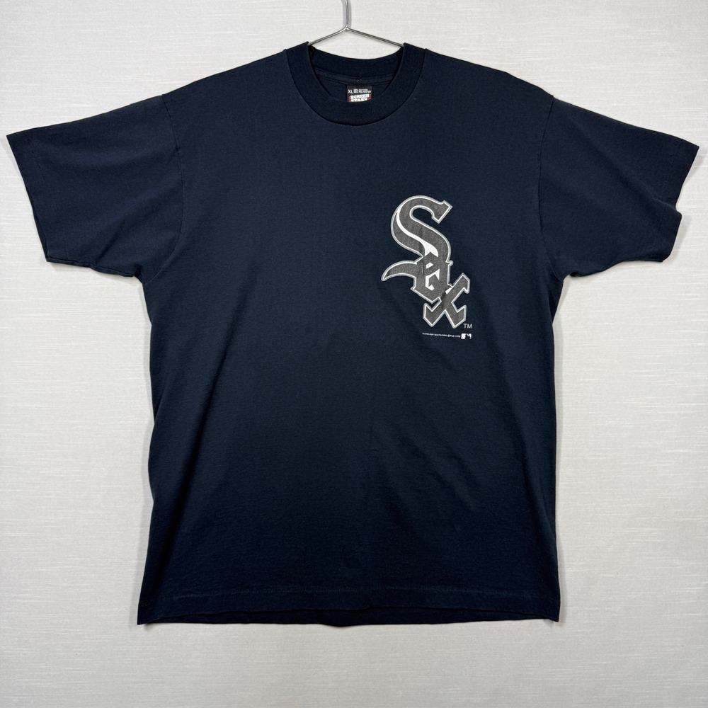 Vintage Chicago White Sox Shirt Men XL Black MLB Faded Cracked Graphic 1990 90s